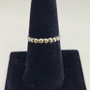 Lucky Brand Silver Tone Beaded Look Eternity Band Ring Size 8.5 Stacking Jewelry